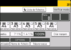 Ilustração do ecrã do painel de operação