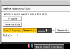 Ilustração do ecrã do painel de operação