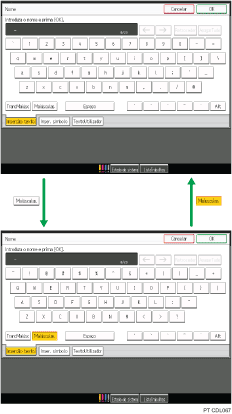 Ilustração das teclas
