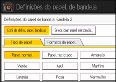 Ilustração do ecrã do painel de operação