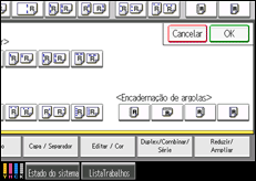 Ilustração do ecrã do painel de operação