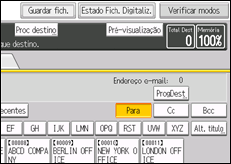 Ilustração do ecrã do painel de operação