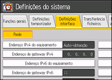 Ilustração do ecrã do painel de operação