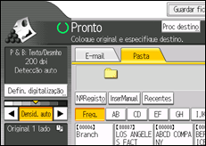Ilustração do ecrã do painel de operação