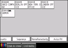 Ilustração do ecrã do painel de operação