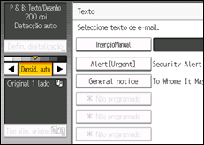 Ilustração do ecrã do painel de operação