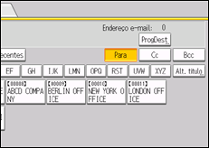 Ilustração do ecrã do painel de operação