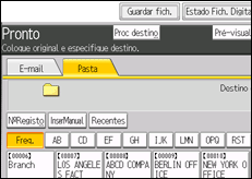 Ilustração do ecrã do painel de operação