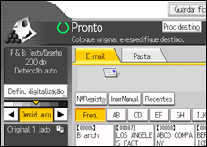 Ilustração do ecrã do painel de operação