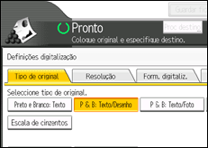 Ilustração do ecrã do painel de operação
