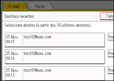 Ilustração do ecrã do painel de operação
