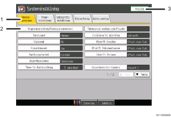 Bild av anv&auml;ndarpanelens sk&auml;rm (numrerade detaljer)