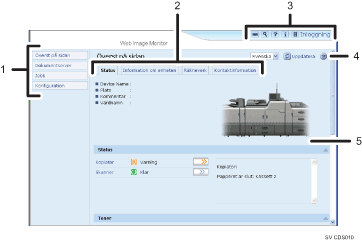 Bild av webbläsarfönster med numrerade detaljer