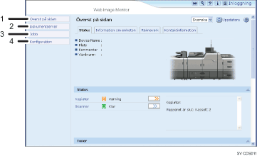 Bild av webbläsarfönster med numrerade detaljer