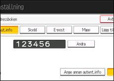 Bild av användarpanelens skärm