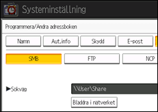 Bild av användarpanelens skärm