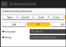 Bild av användarpanelens skärm