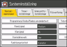 bild av användarpanelens skärm