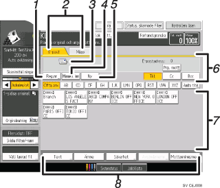 Bild av användarpanelen (numrerade detaljer)