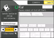 Bild av användarpanelens skärm