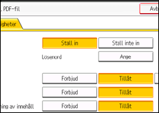 Bild av användarpanelens skärm