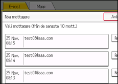 Bild av användarpanelens skärm