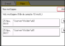 Bild av användarpanelens skärm
