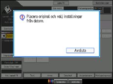 Bild av användarpanelens skärm
