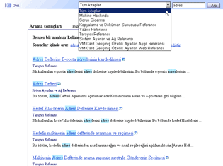 Arama sonucu g&ouml;r&uuml;nt&uuml;lenir