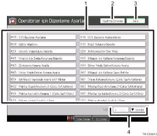 İşlem paneli ekranı numaralandırılmış balonlu gösterimi