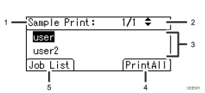 Operation panel screen numbered callout illustration