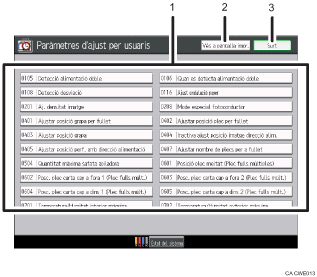 Il·lustració de crida numerada de la pantalla del panell d'operacions