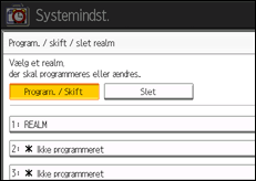 Illustration af skærmen på betjeningspanelet