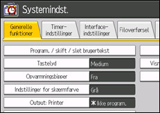 Illustration af betjeningspanelet