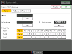Illustration af skærmen på betjeningspanelet