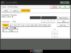 Illustration af skærmen på betjeningspanelet