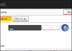 Illustration af skærmen på betjeningspanelet
