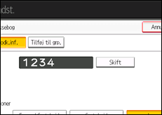 Illustration af skærmen på betjeningspanelet