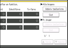 Illustration af skærmen på betjeningspanelet