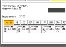 Illustration af skærmen på betjeningspanelet