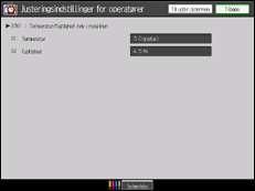 Illustration af skærmen på betjeningspanelet