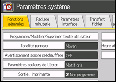 Illustration de l'écran du panneau de commande