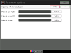 Illustration de l'écran du panneau de commande