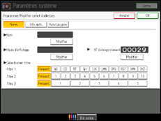 Illustration de l'écran du panneau de commande