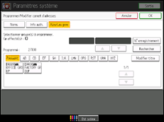 Illustration de l'écran du panneau de commande