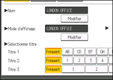Illustration de l'écran du panneau de commande