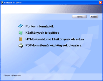 Telepítő képernyő