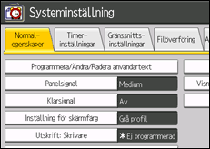 bild av användarpanelens skärm