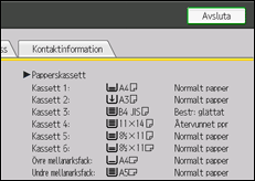 Bild av användarpanelens skärm
