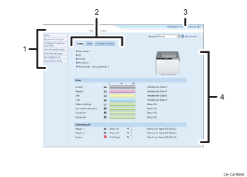 Darstellung der Webbrowseranzeige mit numerierter Abbildung